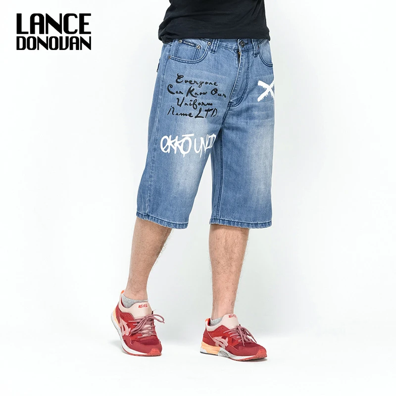6 STLYE джинсовые шорты мужские джинсы летние хип хоп Харлан прямые свободные мужские джинсы черные/синие