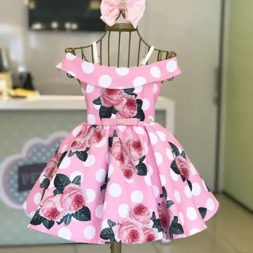 Летнее платье для маленьких девочек Одежда для новорожденных и малышей из хлопка с принтом короткий рукав платье наряды
