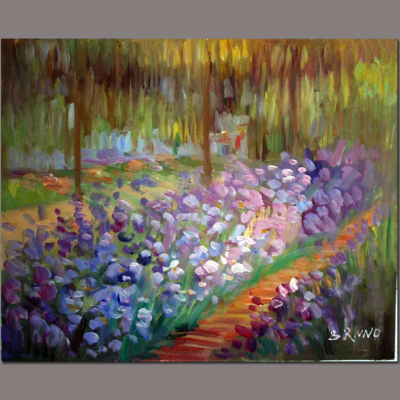 

Abstract Oil Painting Canvas Hand Made Iris Flower Garden Painting Decoration For Living Room Dining Room Wall Art