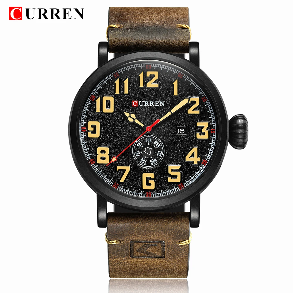 

Curren Leather Band Watches Men Top Brand Relogio Masculino Mens Sports Clock Analog Quartz Wrist Sports Watch Reloj Hombre 8283