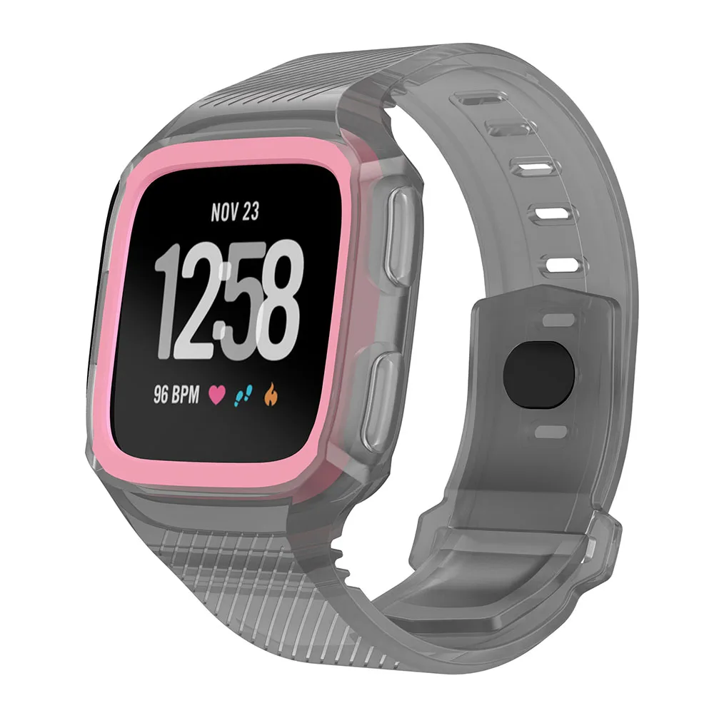 2 в 1 Силикон для Fitbit Versa браслет ремешок на запястье с защитным чехлом крышка рамка часы ремешок для Fitbit Versa