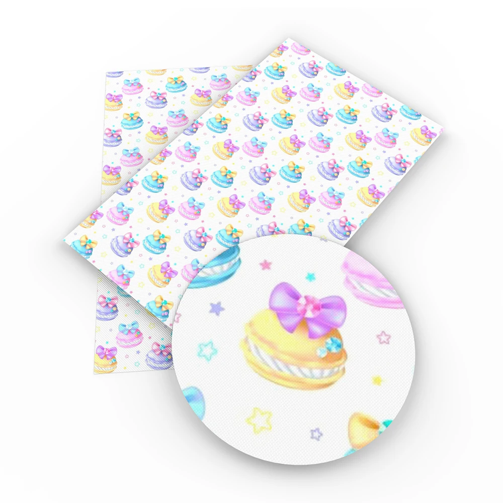 

david angie 20*34cm ice cream printed Synthetic Leather fabric,DIY hair bow decoration crafts,DIY handmade materials,1Yc3704