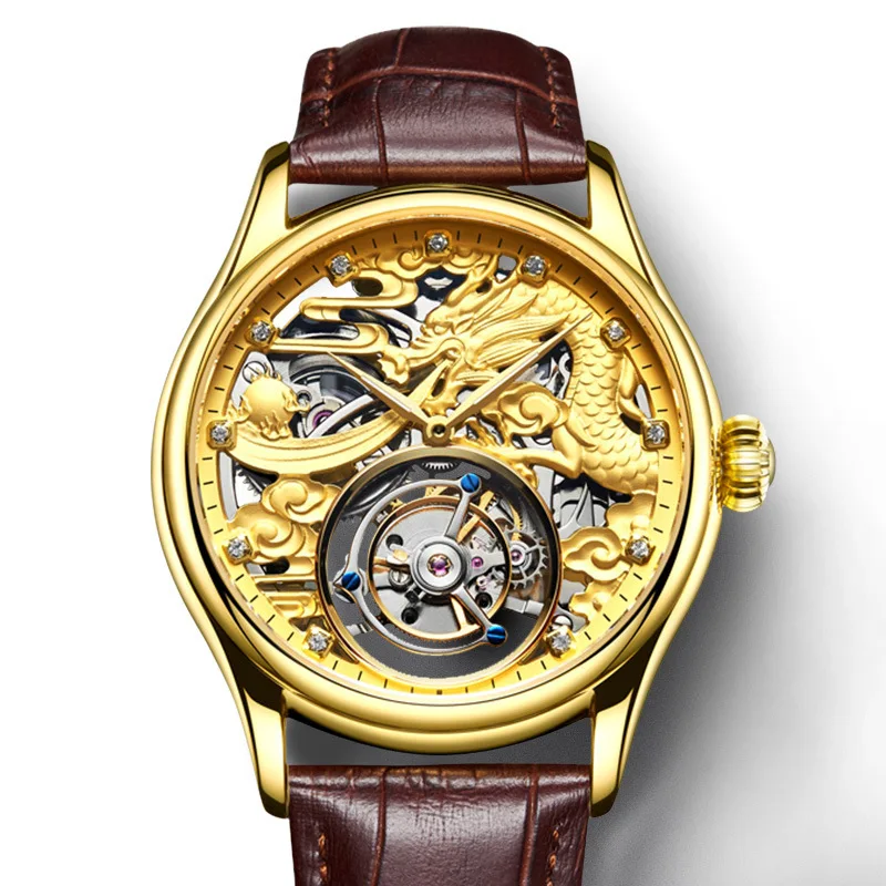 

Automatic Golden Mechanics Surface High Archives Man Business Affairs Wrist Watch Waterproof Noctilucent Dragon Table WT100