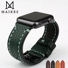 MAIKES Genuine Leather Watchband Watch Accessories For Apple Watch Band 44mm 40mm Apple Watch Strap 42mm 38mm iWatch 4 3 2 1
