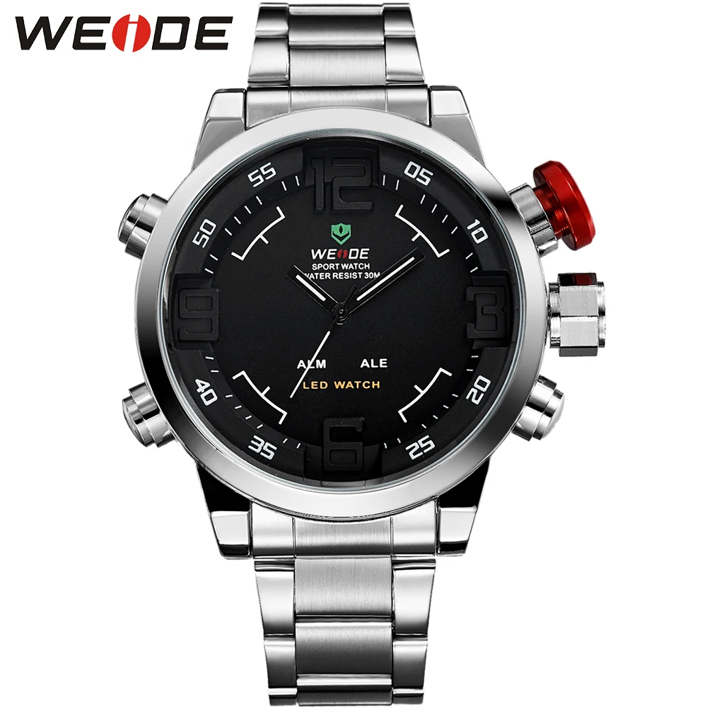 

WEIDE Alarm Waterproof LED Full Steel Band Analog-digital men Quartz Outdoor fun & soprts Fashion Watch Relogio Military Watches