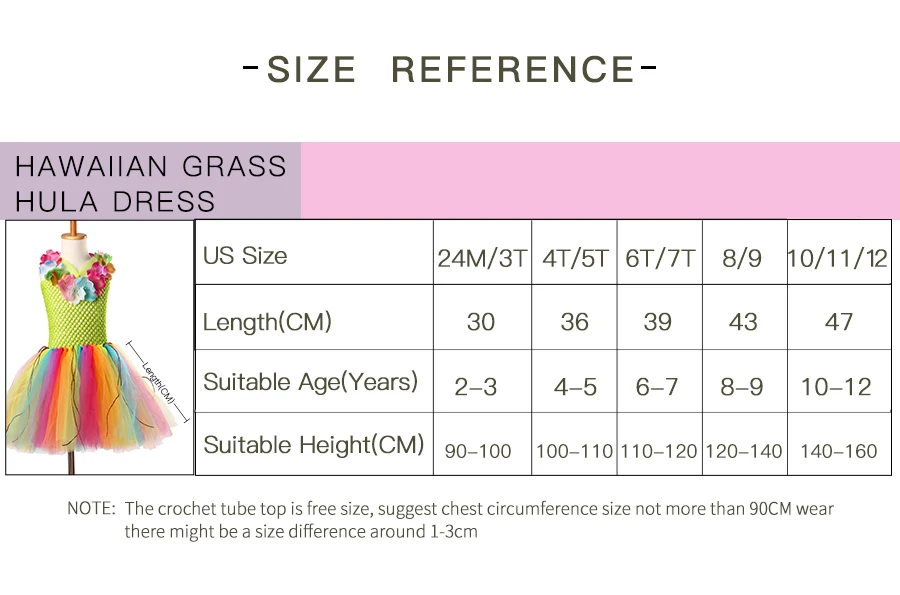Hula Syle Girls Rainbow Colored Tutu Dress with Flower Necklace Kids Birthday Party Pageant Costume Handmade Sweet Tulle Dress (1)