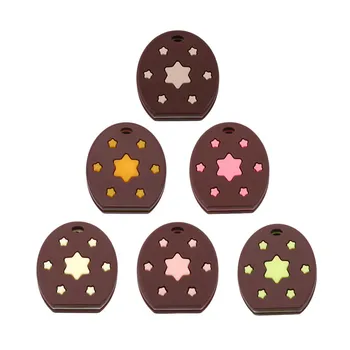

1pc Silicone Beads Baby Teether Silicone Teething Beads Rubber Teething Ring Babies Pacifier Clips Biscuit Teethers For Baby