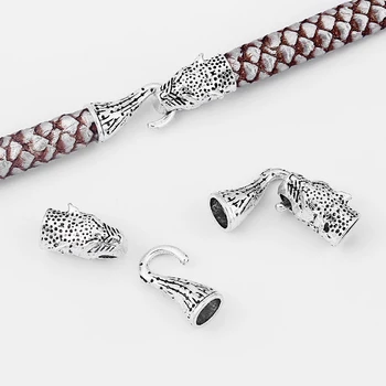 

2sets Fashion Hook Calsp Spotted Leopard Head And Tail Hook Clasp For 8mm Round Leather Cord Bracelet Jewelry Making Accessories