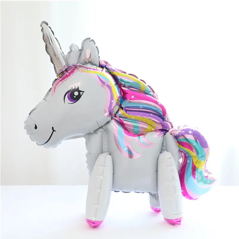 1 шт. 3D Милые радужные единороги, стоячие фольгированные шары для свадьбы, дня рождения, вечеринки, декоративные принадлежности, Мультяшные шары, детские игрушки для душа - Цвет: unicorn rainbow