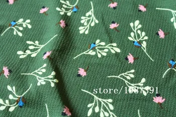 

145cm width Paris pearl fabric small flowers pattern green background can't see through for skirt suit-dress headband CH-7520
