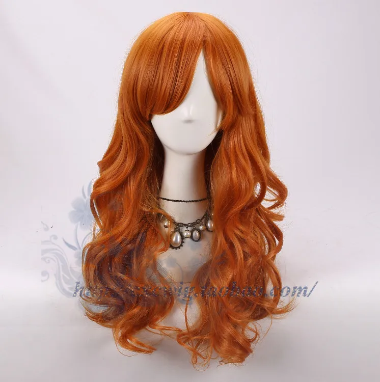 Взрослый один кусок нами парик Оранжевый вьющиеся синтетические волосы тела волна волос Косплей для взрослых Хэллоуин