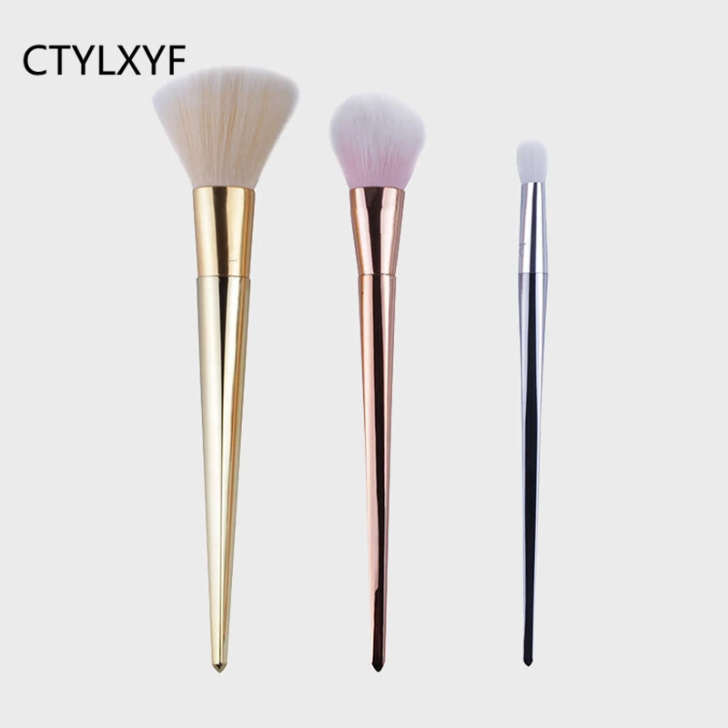 

CTYLXYF Make up brush, 3 metal make-up brushes, gift sets, new make-up tools pincel maquiagem maleta de maquiagem