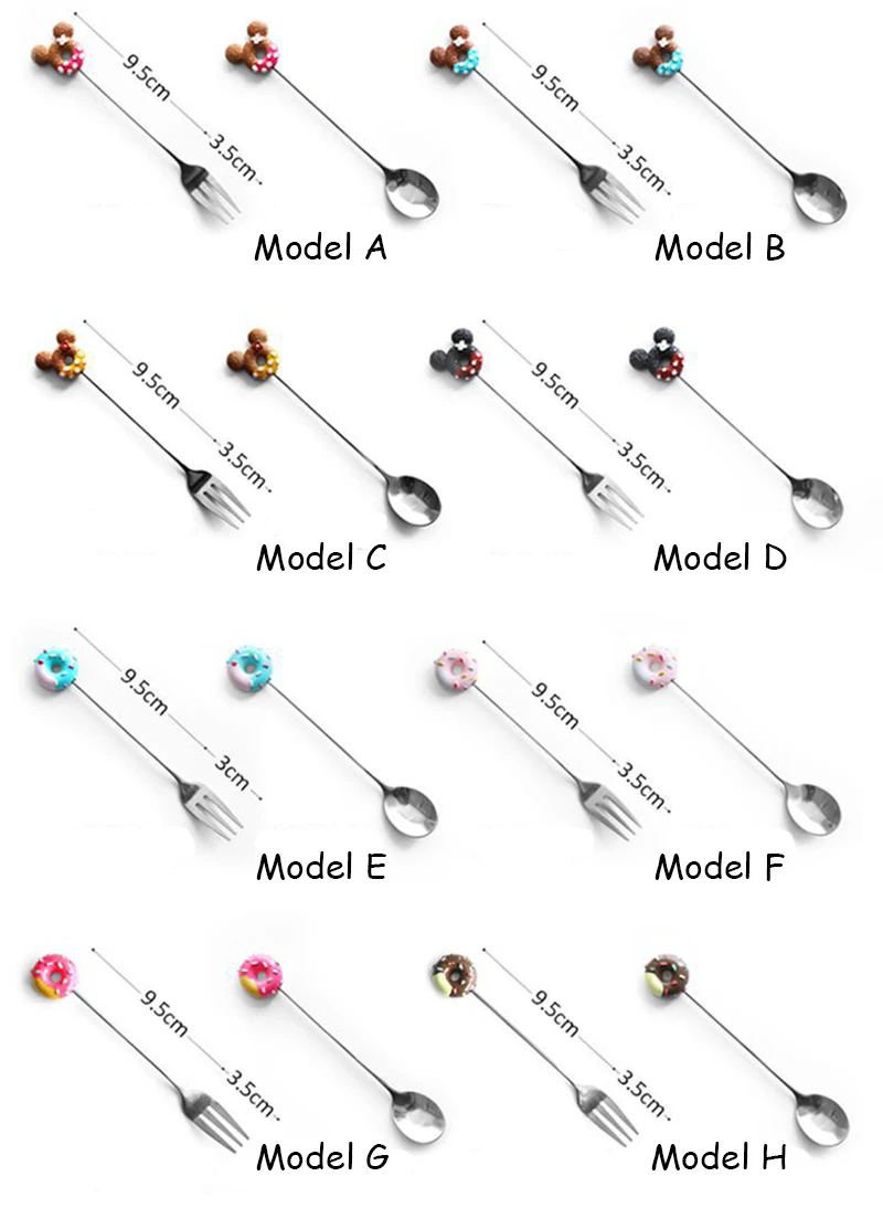 Нержавеющая сталь фруктовая вилка Пончик кофе совок мультфильм мышь Десертная Вилка Рождественское украшение чайная ложка детская посуда 1 комплект