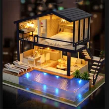 Сувениры для дома деревянные 3D кукольный домик подарки время квартиры музыка Каса Miniatura с светодиодный свет Diy Poppenhuis дом для кукол