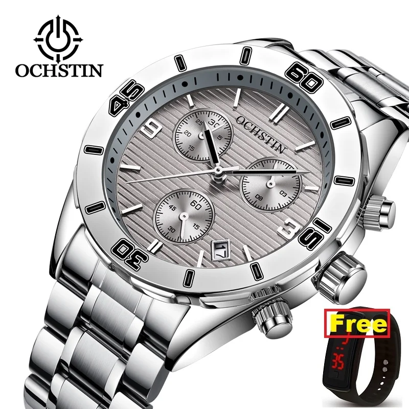 

OCHSTIN Men Watch Top Brand Luxury Chronograph Wristwatch Date Military Sport Stainless Steel Male Clock Relogio Masculino 6113