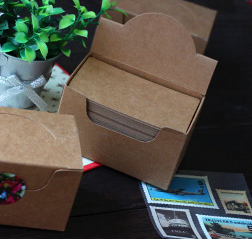 

100pcs Classic Retro DIY Thank You Tag Blank Kraft Paper name card for Message Gift 350gsm 90x54mm