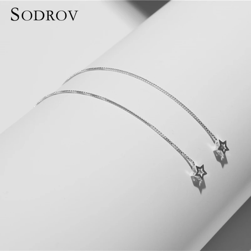 Модная блестящая металлическая звезда серьги 925 пробы Серебряные ювелирные