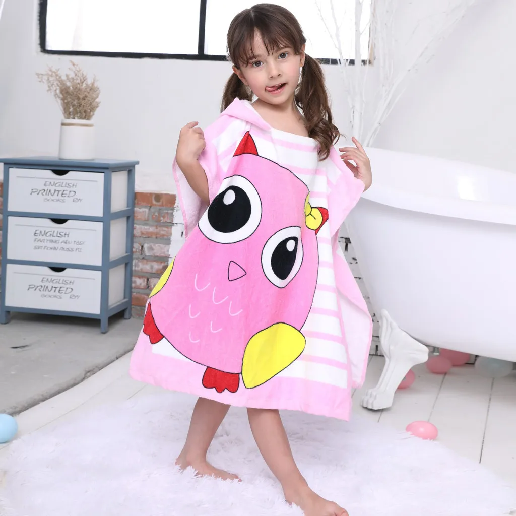 Infant baby poncho towel hooded beach towels for kid Bathrobe Pajamas Cartoon Animals baby hooded bath towel Child baby bath set