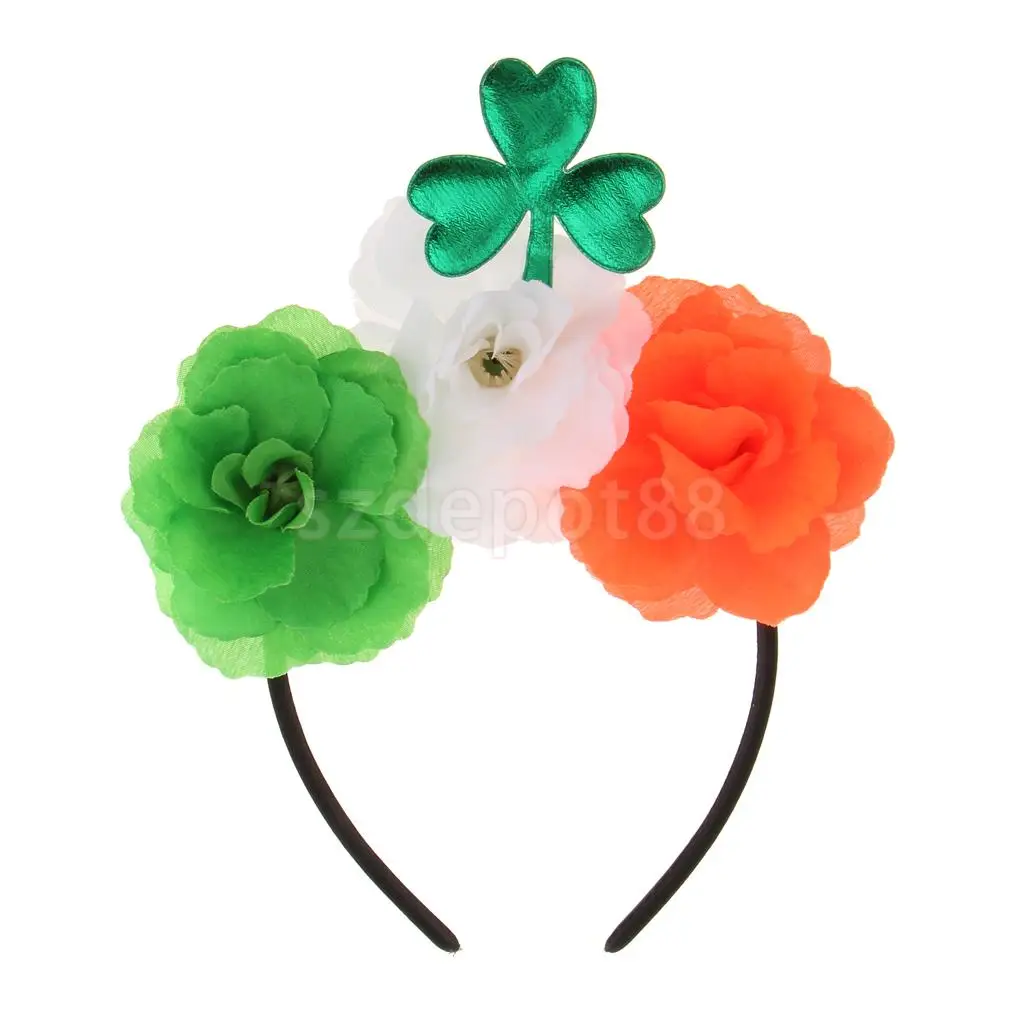 Green Shamrock Leaf Flowers Headband Saint Patrick Day Party Parade Dress Up