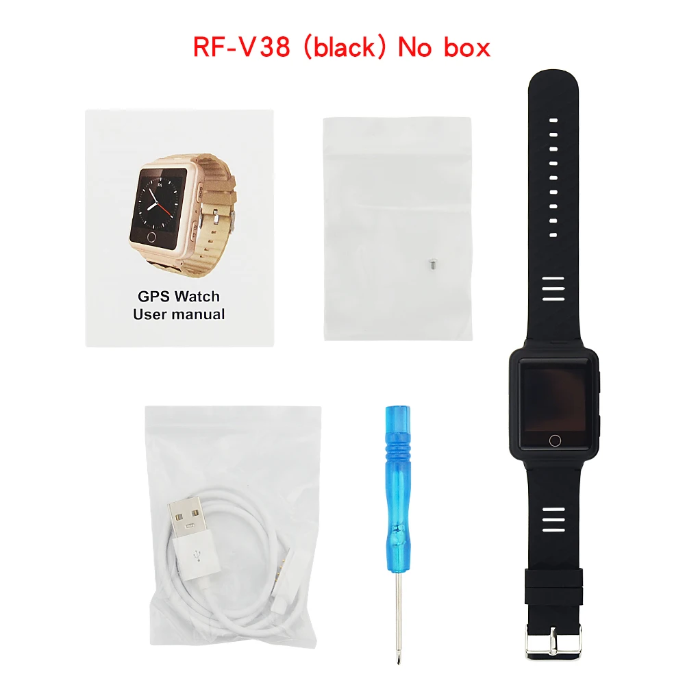 Высокое качество Смарт-часы gps трекер RF-V38 gps+ wifi+ LBS отслеживание в реальном времени гео-забор SOS низкий уровень заряда sim-карты - Цвет: No box(black)