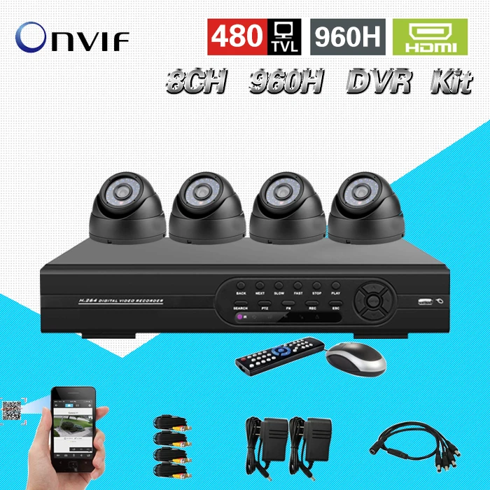 8 Ch IR Weatherproof Surveillance CCTV Camera Kit Home Security wifi DVR video Recorder System 8ch 960H+ Free Shipping CK-114