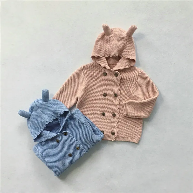 2017 AutumnWinter Kids Girls Hooded Cardigan Double Breasted Cotton Sweater For Children Boy Baby Girl Soft Knit Jumper Clothes (63)