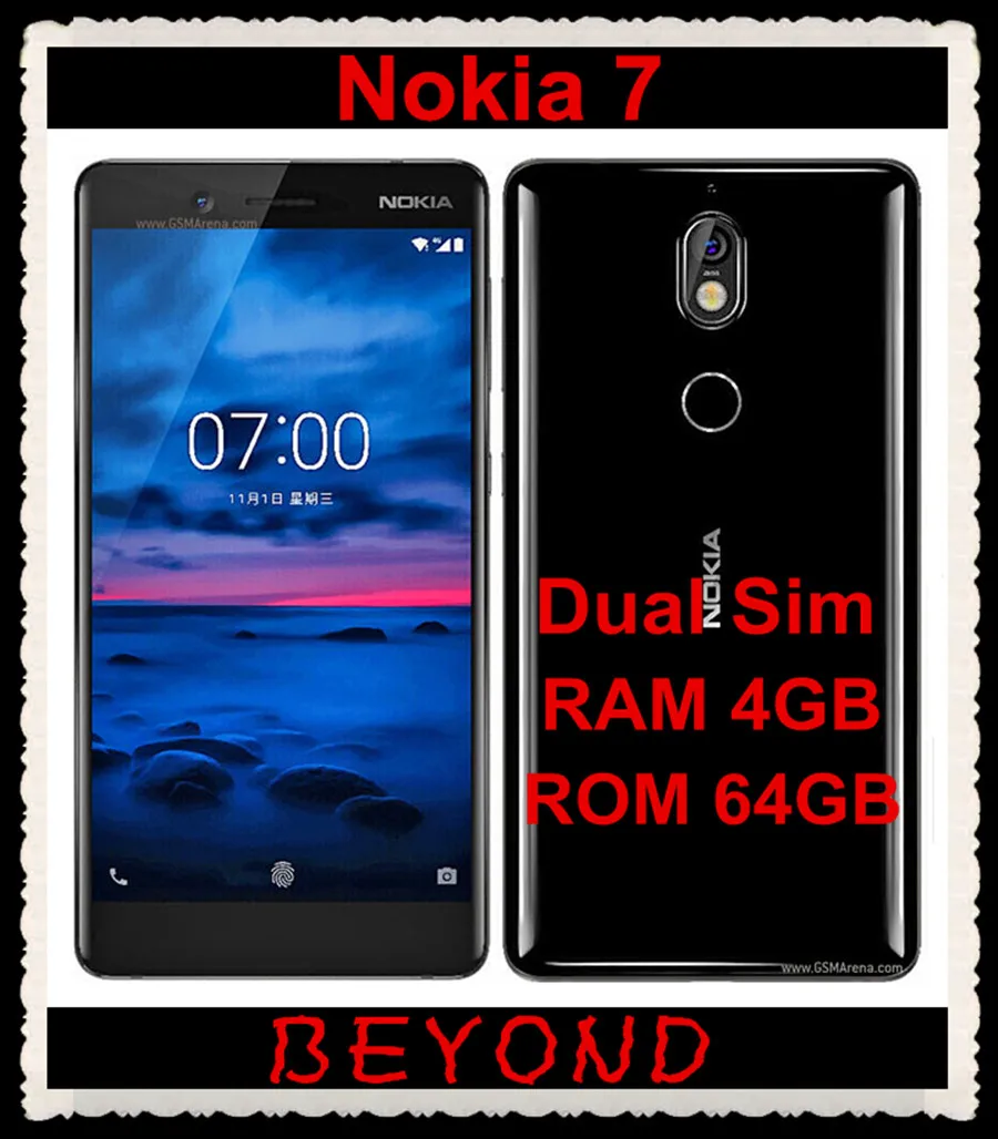 

Nokia 7 Original Unlocked Android Dual Sim Phone 4G LTE GSM 5.2'' 16MP Octa Core 4GB RAM 64GB ROM 3000mAh Fingerprint