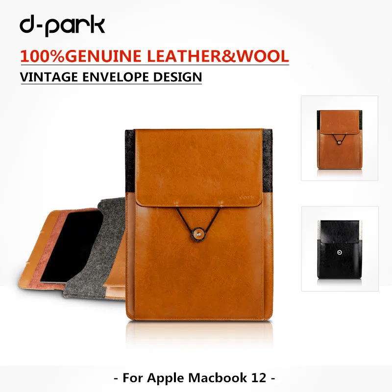 

Vintage Envolope Sleeve Pouch Bag Genuine Leather&wool felt Case Cover For Apple Macbook 12" laptop bag for Jumper Ezpad 5s Case