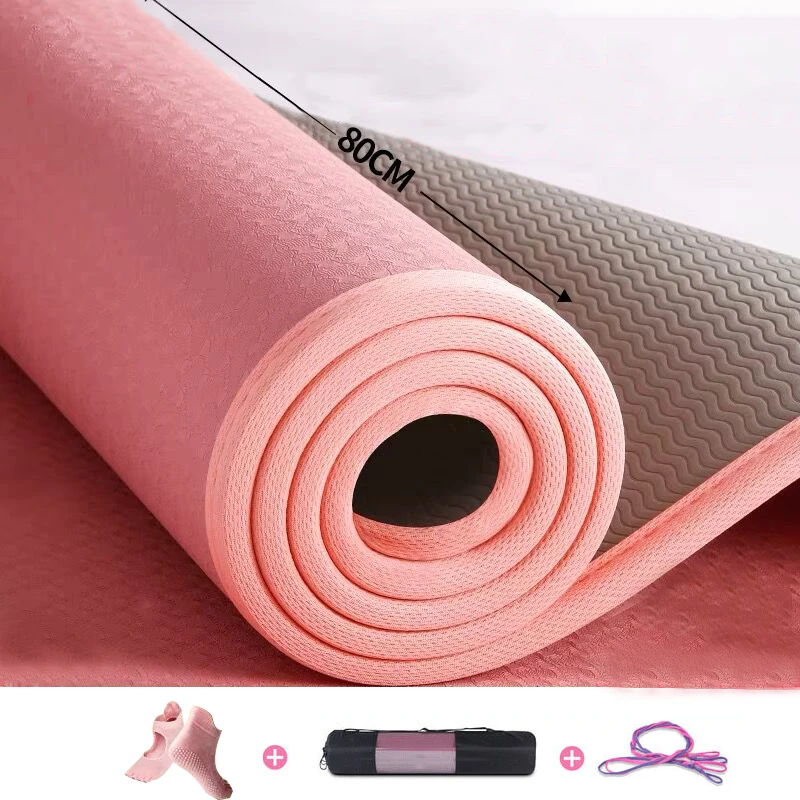 

10mm Multifunctional Non-slip Yoga Mat TPE Fitness Sports Yoga Mat Beginner Thicken Edge Covered Hot Yoga Slim Gym Exercise Mats
