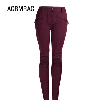 

Women pants Slim Spring and autumn casual pants Solid color Mid waist zipper Skinny Pencil pants Woman AM162