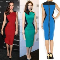 2013 Newest Top Fashion Womens\' Optical Illusion slimming Stretch Bodycon Business Party Knee-Length Cocktail Pencil Dress S-XL