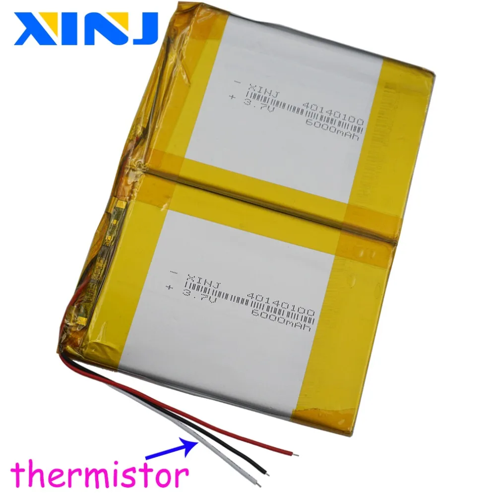 XINJ 3,7 V-7,4 V 3000 mAh-6000 mAh 3 провода для термистора литиевая полимерная аккумуляторная батарея для gps портативный планшетный ПК 40140100