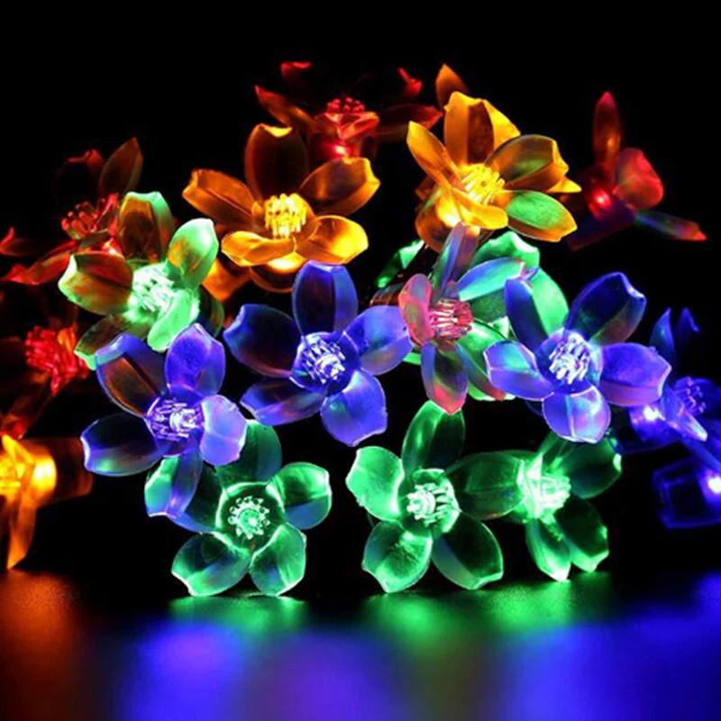 LED Solar Powered Lamp Flower Color Solar Christmas Light String Solar Light Strin Fairy Lights Outdoor Waterproof Wedding Decoration (5)