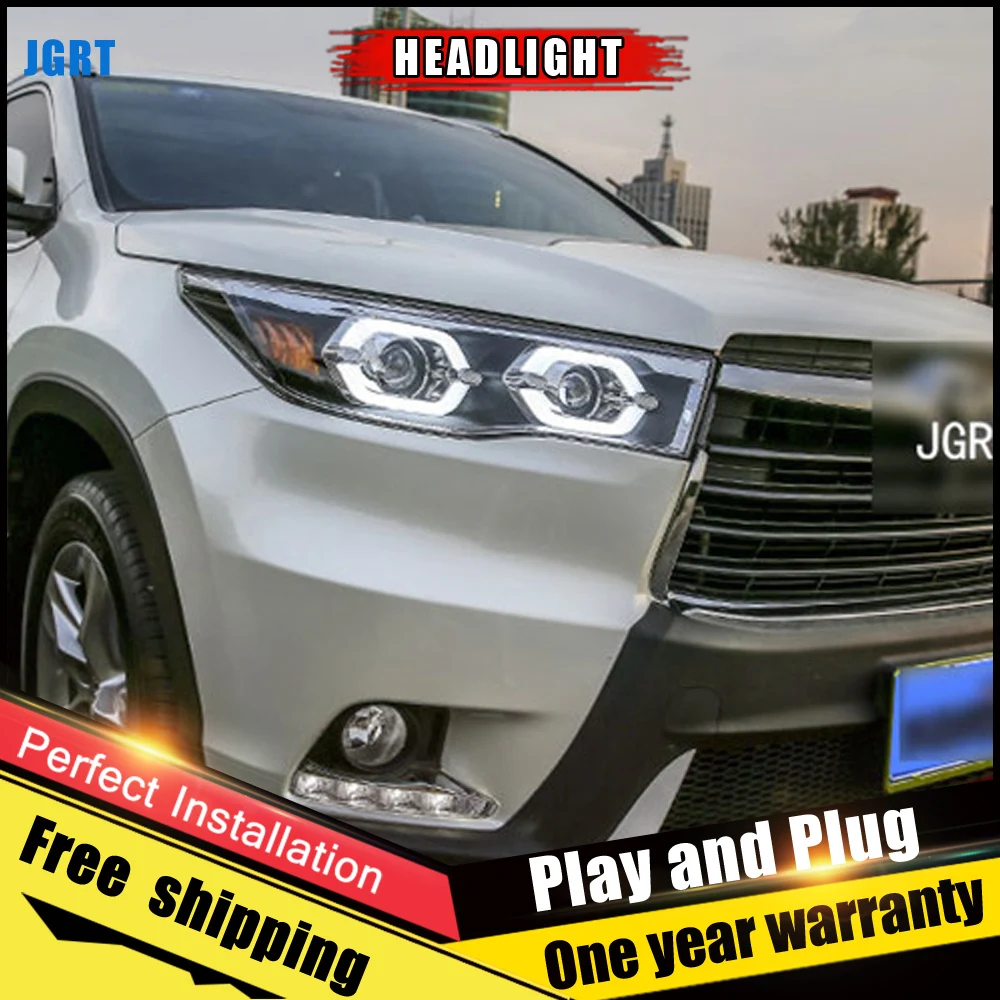 Автомобильный Стиль светодиодный фары для Toyota Highlander 15-17 для Highlande фара светодиодный объектив двойной луч H7 спрятал bi Xenon объектива