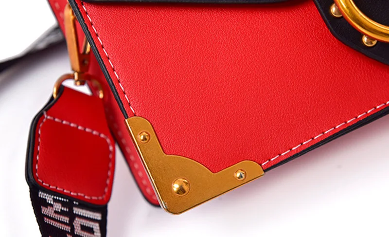 Luxury Women Fashion Rivet Handbag Metal Lion Head Female Wide Shoulder Bag Famous Design Lady Flap Bolsa Mini Crossbody SS3501 (2)