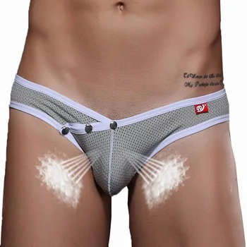 Briefs Men Swimwear Low Waist Mens Mesh Underwear Ring Sheer Nylon Bikini Underpants Penis Pouch Male Panties Wangjiang Brand