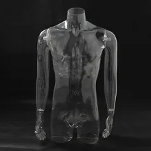 Прозрачный манекен на половину тела, мужской манекен туловища