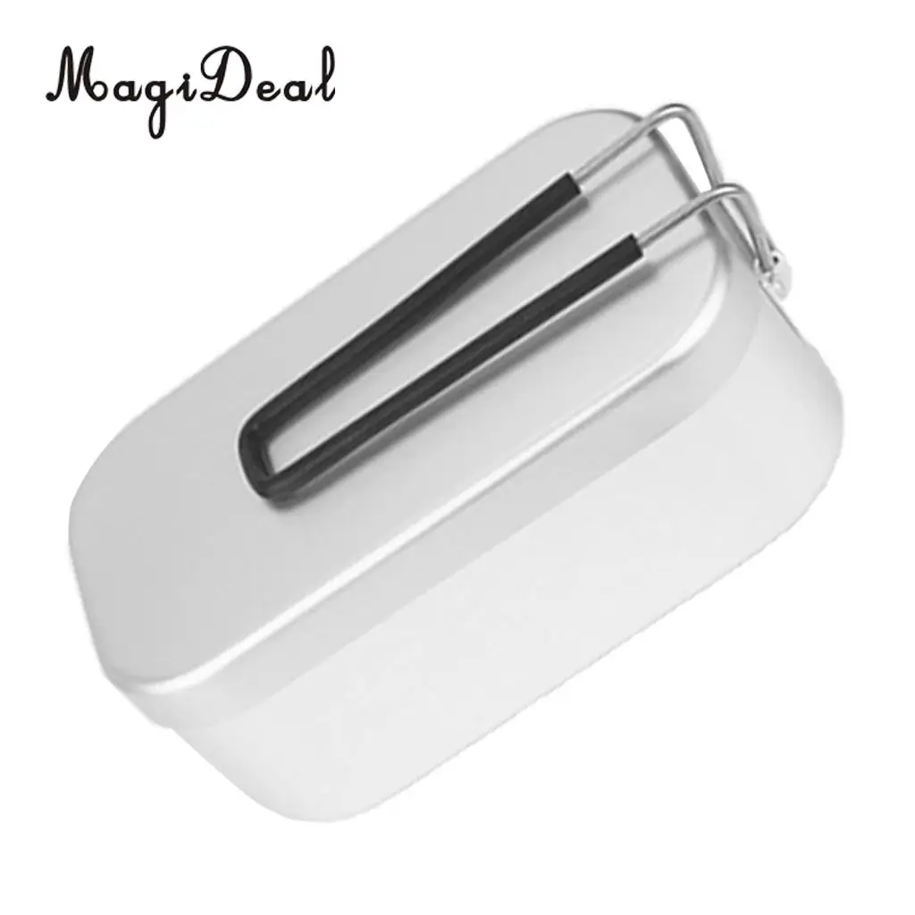 MagiDeal Portable Aluminum Lunch Bento Food Box Container Mess Tin School Kids Camping Picnic BBQ Picnic Mess Kit Accessory
