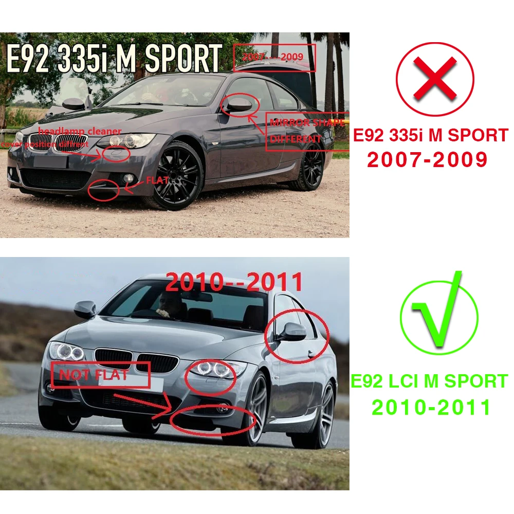  3 Serise Carbon Fiber Car Front Bumper Lip spoiler For BMW E92 335i 325i M-Tech LCI M Sport Coupe O