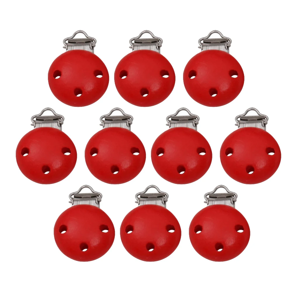 10 Pieces Baby Infant Toddler Newborn Pacifier Clips Wood Metal Holders Cute Infant Soother Clasp Feeding Supplies Bibs Burp Acc