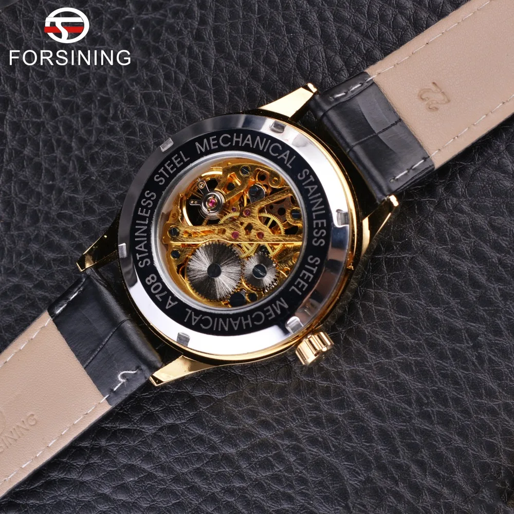 Forsining Retro Classic Design Roman Number Display Transparent Case Mechanical Skeleton Watch Men Watch Top Brand Luxury Clcok