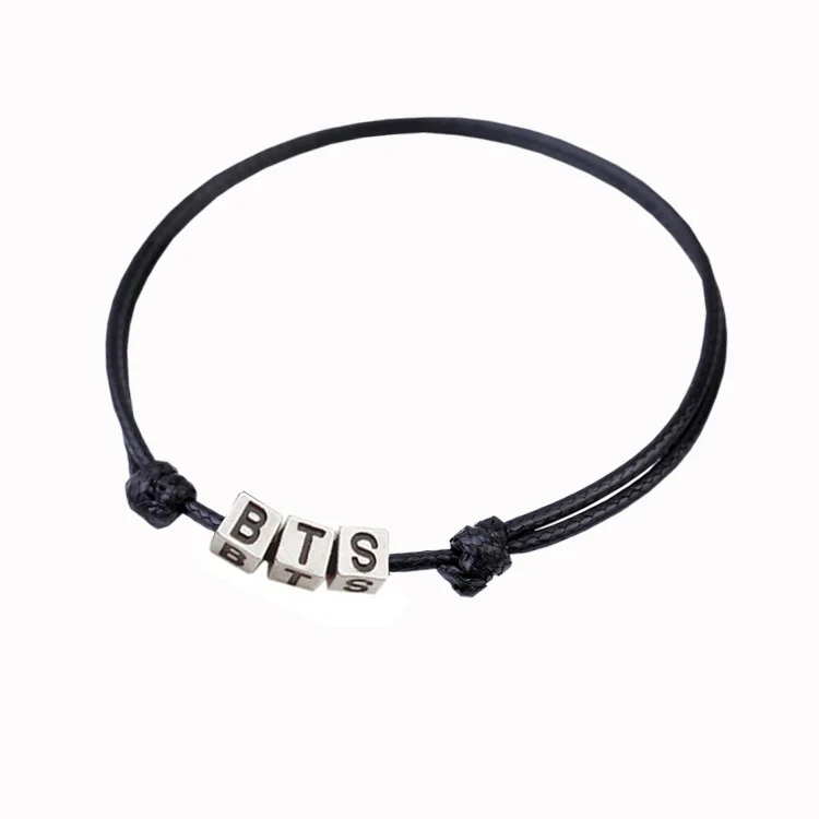 Adjustable Leather Hand Woven BTS Bracelet ARMY Cube Letter Accessories For KPOP BT21 Bigbang Bangtan G-Dragon GOT7 Fans Boys
