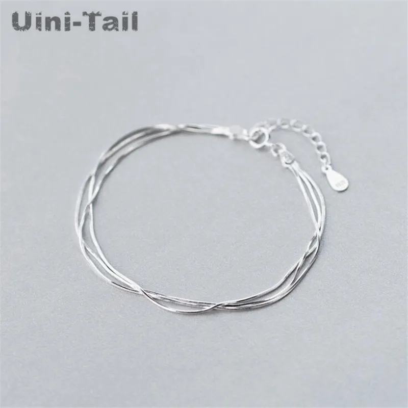 

Uini-Tail hot 925 sterling silver simple three-layer snake bone bracelet female fashion multi-layer jewelry small fresh GN244