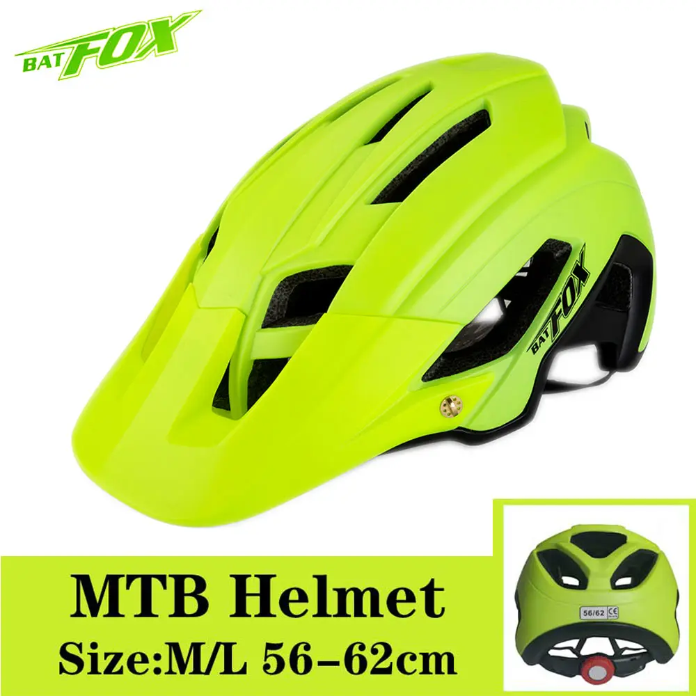 BATFOX велосипедный шлем для мужчин и женщин MTB велосипедный шлем розовый велосипедный горный шоссейный велосипедный безопасный открытый спортивный шлем с большим козырьком - Цвет: 692-Green