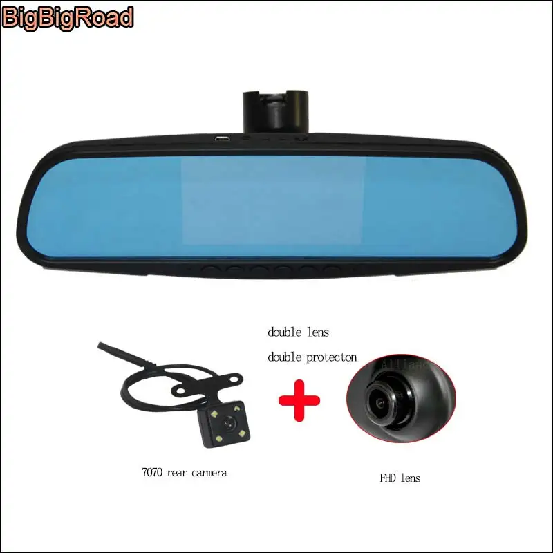 BigBigRoad For fiat ottimo Car DVR Dash Cam Parking camera Blue Screen Dual Lens Driving video registrator with Special Bracket