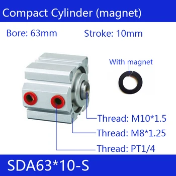 

SDA63*10-S Free shipping 63mm Bore 10mm Stroke Compact Air Cylinders SDA63X10-S Dual Action Air Pneumatic Cylinder