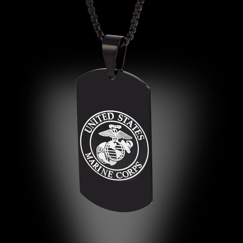 США черное милитари ожерелье США Мужчины Arma кулон из нержавеющей стали для DIY военно-морской огонь Dept дизайн этикетки с 24 дюймовой цепочкой