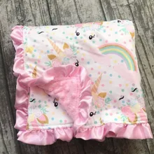 Розничная, детское трикотажное одеяло с шевроном, подарок для душа, Хлопковое одеяло для малышей из микрофибрового плюша, Норковое детское ультрамягкое одеяло