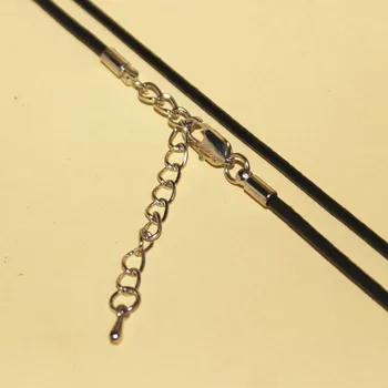 

Fashion Colorful For Pendant Jewelry 1.5/2/3mm Genuine Leather Links Necklace Chains With Rhodium Tone Square Clasp 5cm Extender