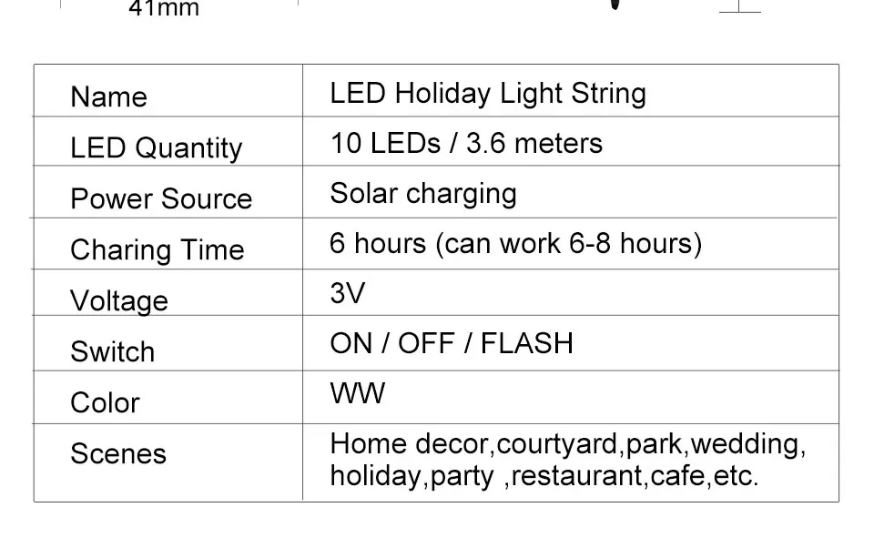 10 Globe Balls Solar LED String Lights Vintage Retro Style Christmas Fairy Lights Garden Holiday Wedding Decoration Party Lights (3)